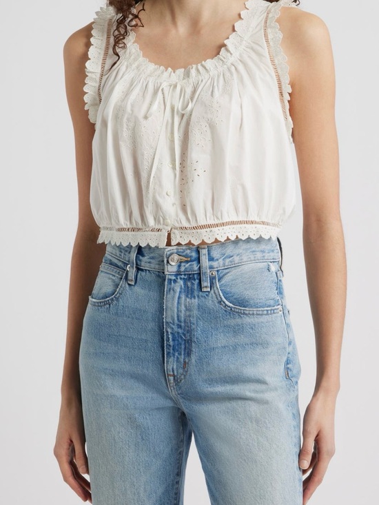 Doen Tops - DÔEN
Traveler Embroidered
Crop Top -Salt - Size S